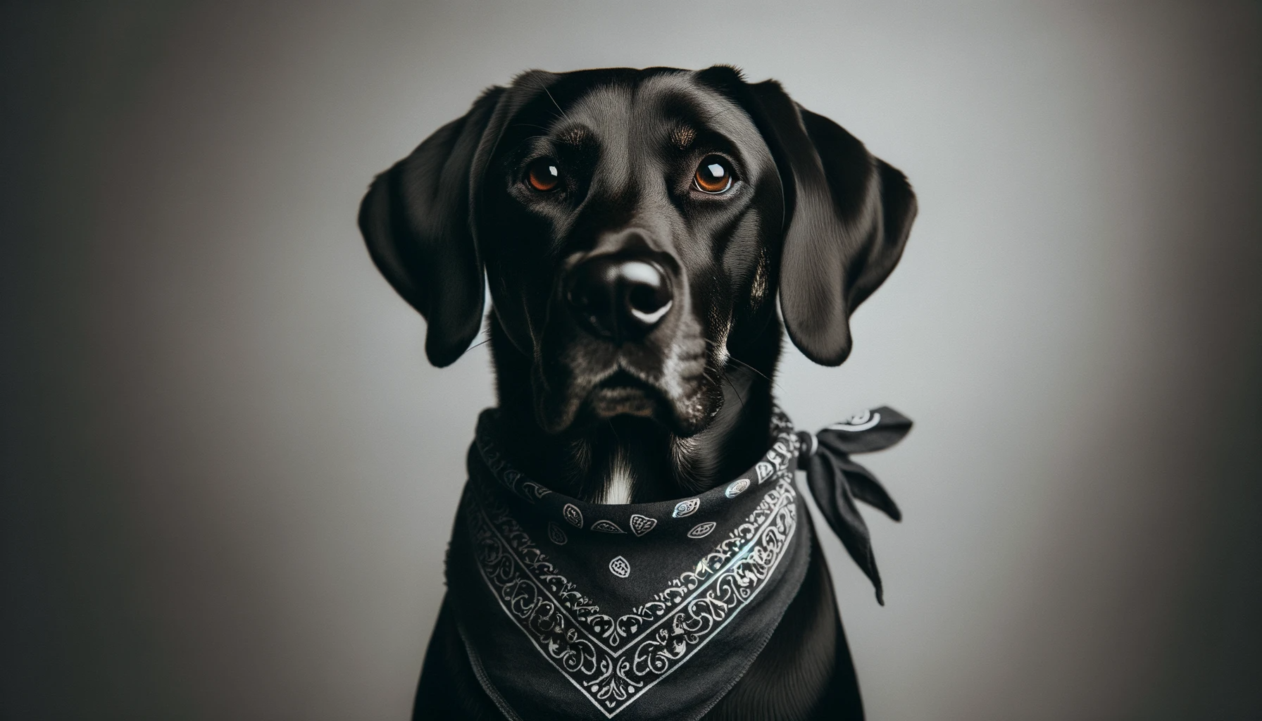 A Black Lab Coonhound Mix Wearing a Stylish Bandana, Looking Effortlessly Cool