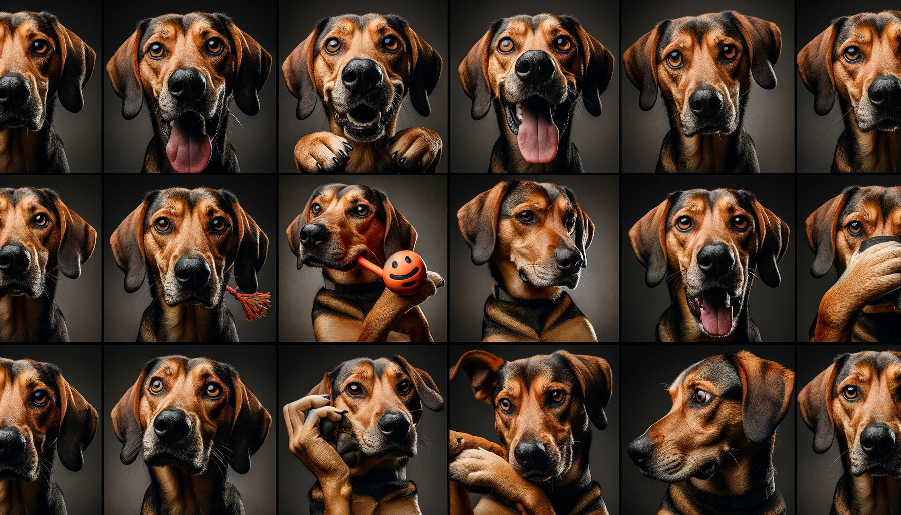 A Coonhound Lab Mix Capturing Hearts with Its Range of Expressions, from Playful to Serious
