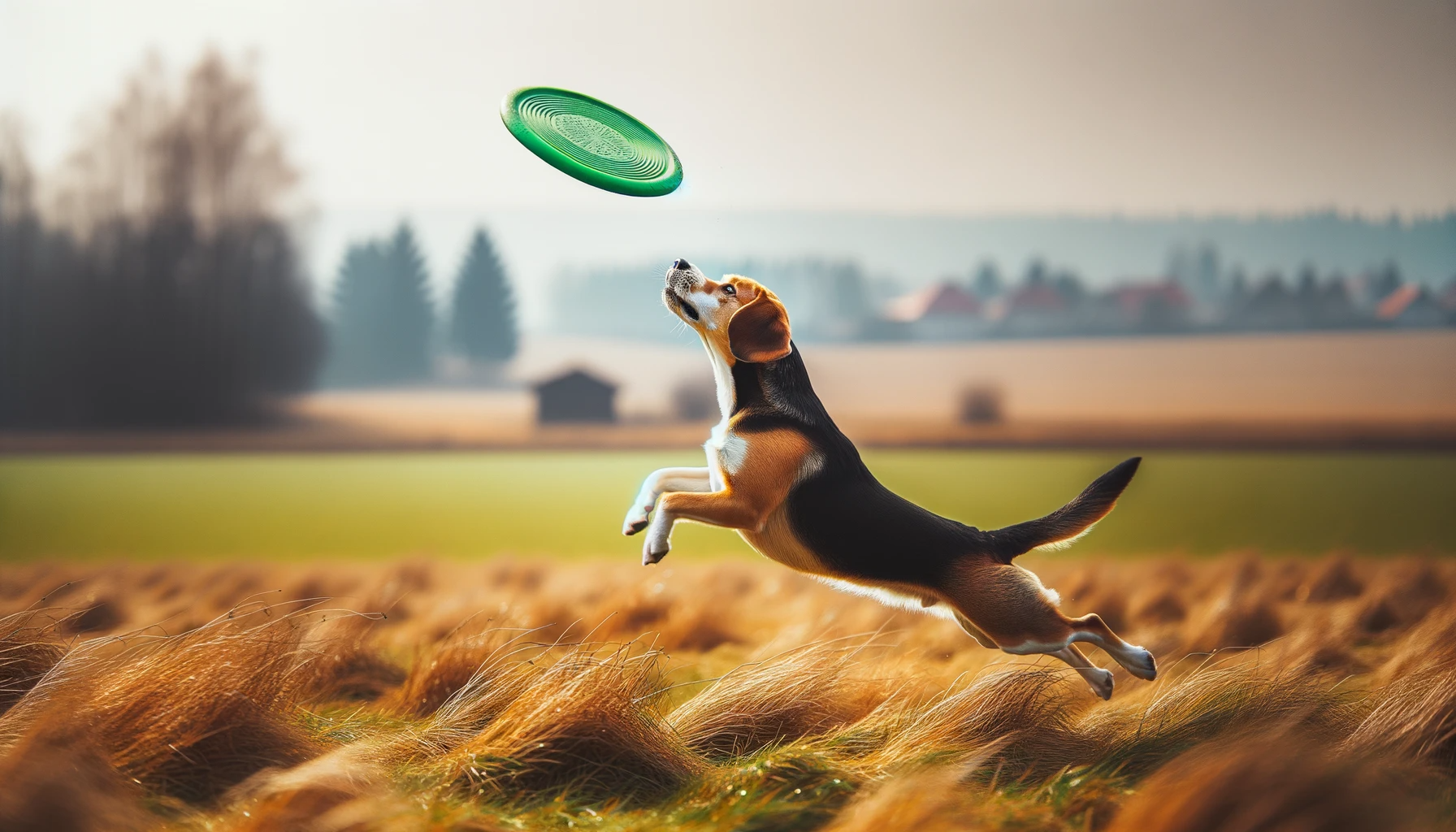 Beagador catching a frisbee mid-air like a pro