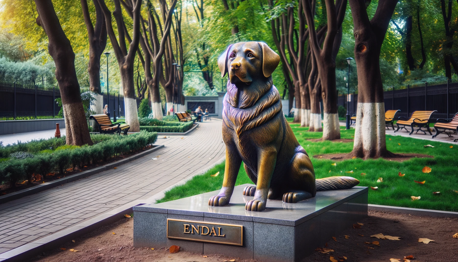 Statue of Endal, the Labrador Retriever Beagle Lab Mix Beagador.