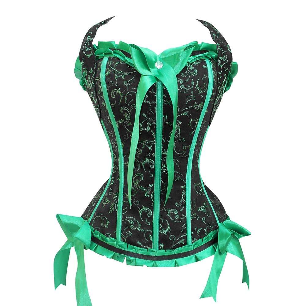 Green Brocade corset top - Under Bust Corset – Miss Leather Online