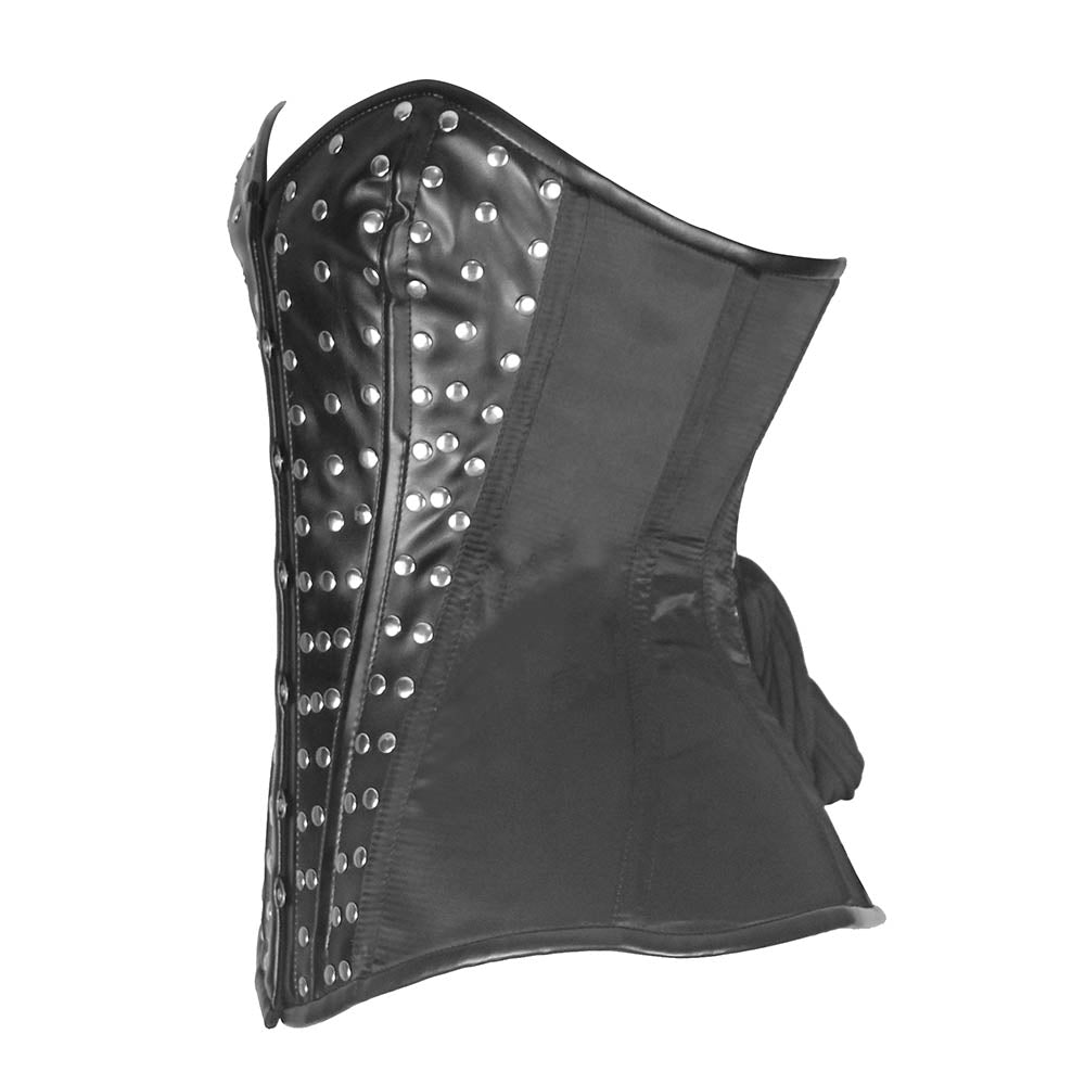 White and Black Leather Corset - Lace Up Corset