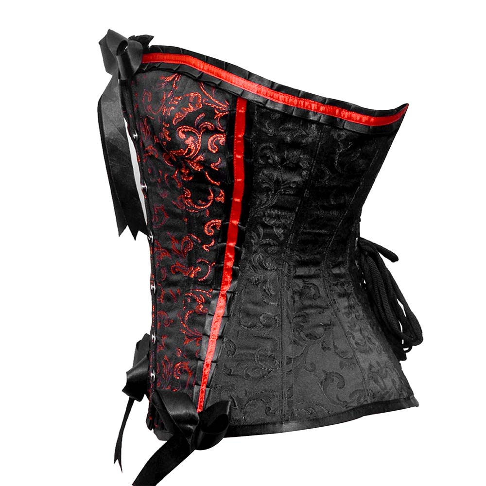 Ready to Ship 3 Pc Steampunk Black Corset W/double Bustle Long