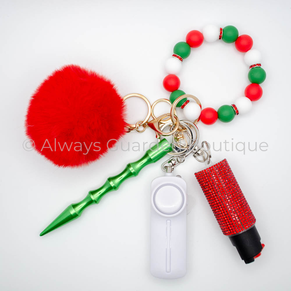 Red Guardian: 15-Piece Safety Keychain Set for Stylish and Secure