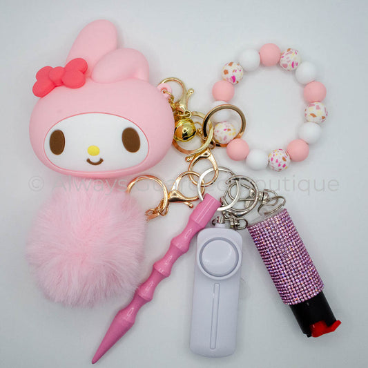 Agb Dark Pink My Melody Guardian: Charming Character Safety Keychain for Stylish Security! Without Spray