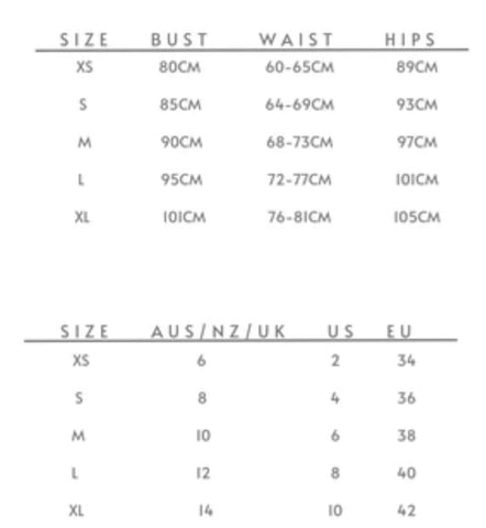 Size Chart – Mojo Swim