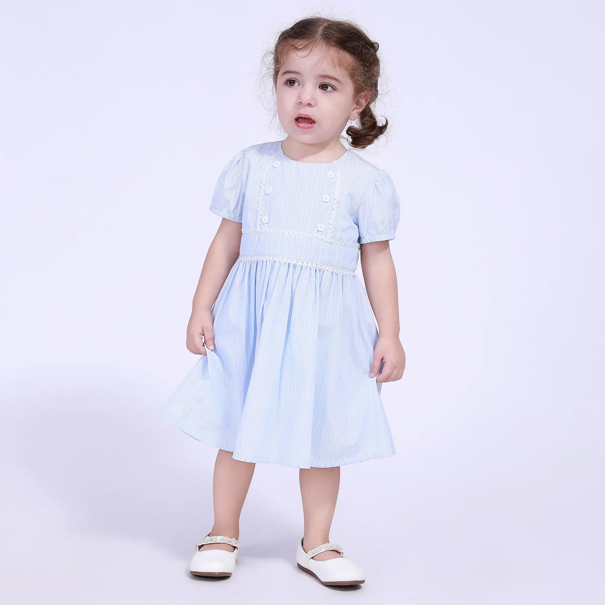 Striped Street Look Dress For Baby Girl