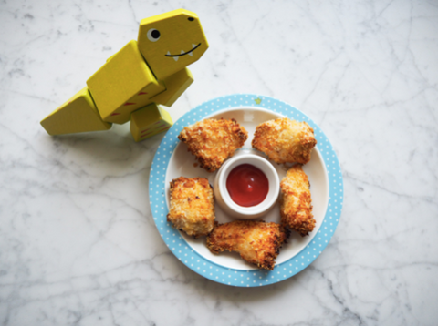 chicken nuggets and dinasaur
