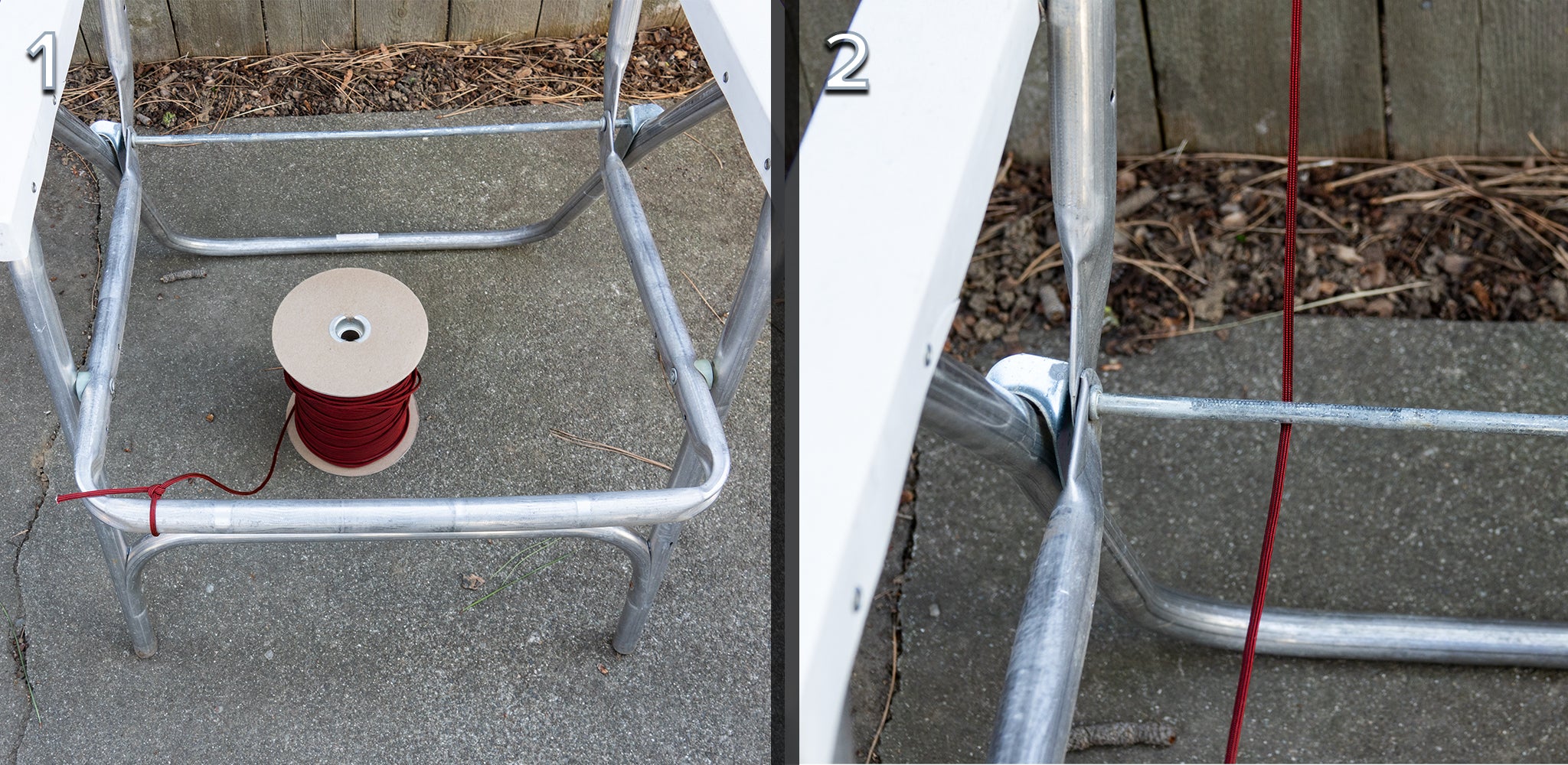 Macrame lawn chair steps