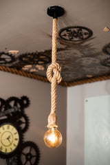 hanging rope decor with lightbulb