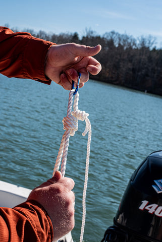 final step of tying an anchor knot