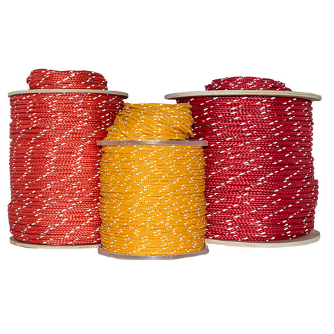 red and yellow spools of polyethylene rope