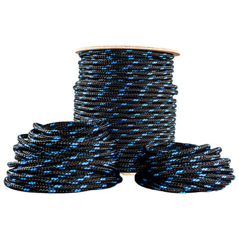 black and blue striped polyfoam rope