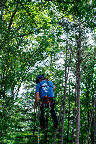 man undergoing rope rescue