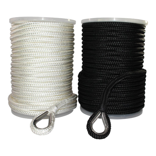 WELLUCK Double-Braided Nylon Boat Dock Lines, 3/8 Inch x 15FT Boat Ropes  for Docking, 12Inch Eyelet, 4035lbs Breaking Strength, Marine Mooring Rope