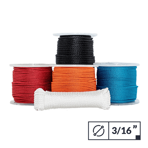 SGT KNOTS Solid Braid Nylon Utility Rope - Multipurpose Smooth Nylon  Braided Utility Cord Line - for Anchors, Crafts, Towing 3/8 x 100ft (Red)