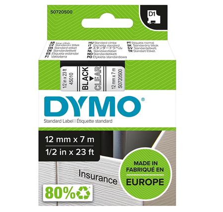 Billede af Dymotape D1 12Mmx7M Sort/Transp