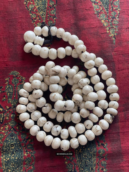 1786 Antique Tibetan Buddhist Mountain Coral Prayer Beads-WOVENSOULS Antique Textiles & Art Gallery