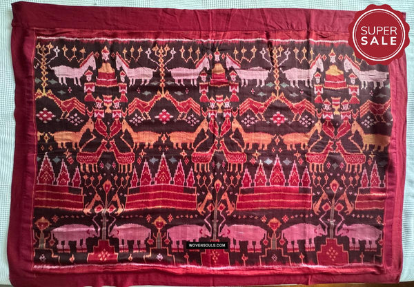 222 Silk Pidan Pedan Ikat Buddhist Figurative Textile Art from Cambodia