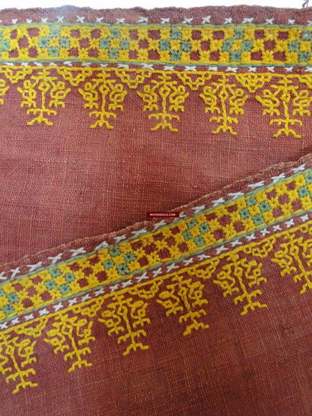 613 Old Rajasthan Wedding Shawl with - Palindrome - Double Sided Embroidery Rajasthan-WOVENSOULS-Antique-Vintage-Textiles-Art-Decor