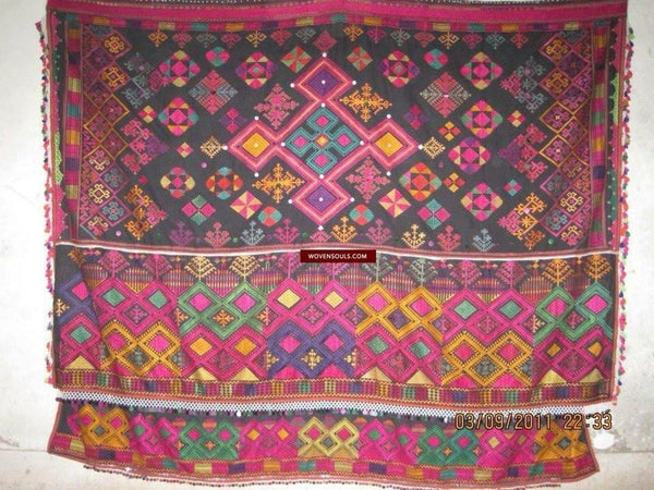 622 Vintage Kohistan Wedding Shawl with Embroidery-WOVENSOULS-Antique-Vintage-Textiles-Art-Decor