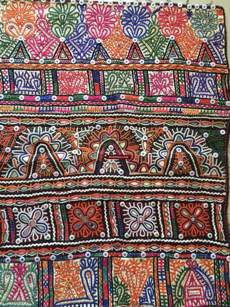 937 Dowry Bag Front Back Pair - Vintage Embroidery from Gujarat-WOVENSOULS-Antique-Vintage-Textiles-Art-Decor