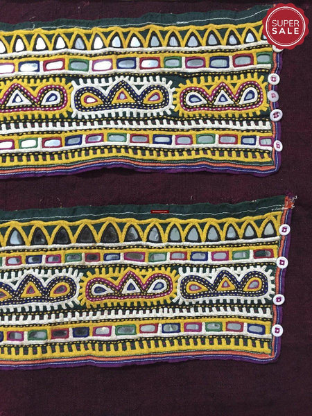 989 Vintage Embroidery Panels Trim - Vintage Rabari Embroidery from Gujarat-WOVENSOULS-Antique-Vintage-Textiles-Art-Decor