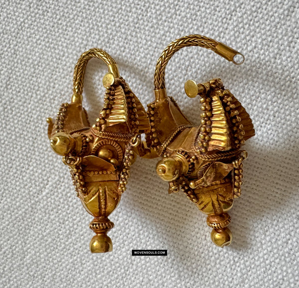 Antique Gold Chandbali Earrings | Art of Gold Jewellery, Coimbatore