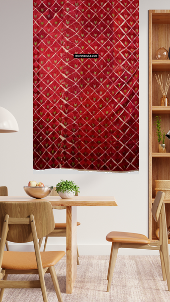 Decor Idea - Red Phulkari-WOVENSOULS Antique Textiles & Art Gallery