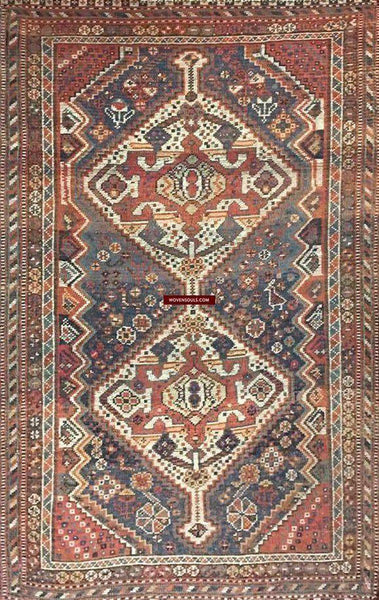 1074 Antique Qashqai Rug - as Wall Art - Gallery 2-WOVENSOULS-Antique-Vintage-Textiles-Art-Decor