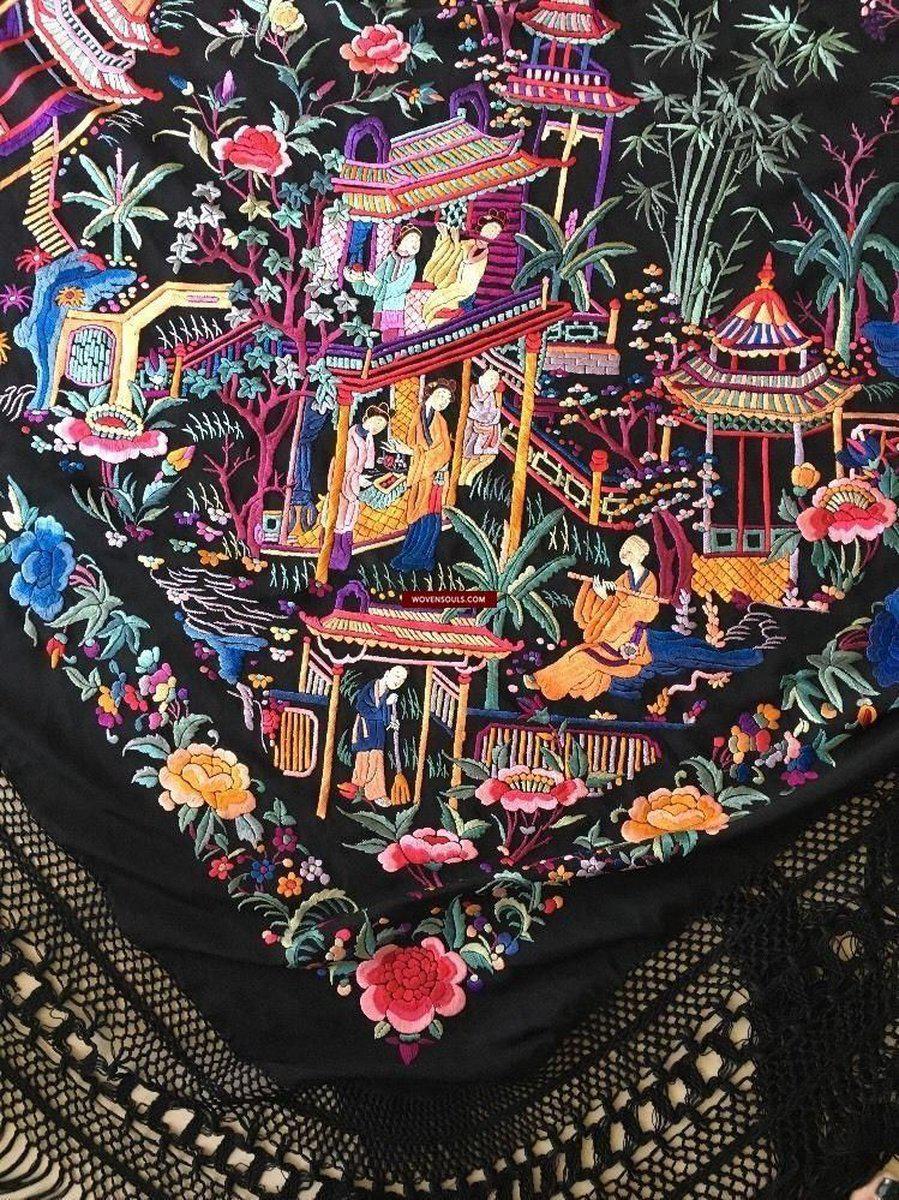 1145 Antique Double Sided Embroidery Manila Manton Cantonese Embroidery Wovensouls