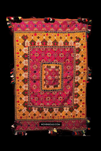 1153 SOLD Rare Museum Quality Sindh Pillow Case - 1940-1950s-WOVENSOULS-Antique-Vintage-Textiles-Art-Decor