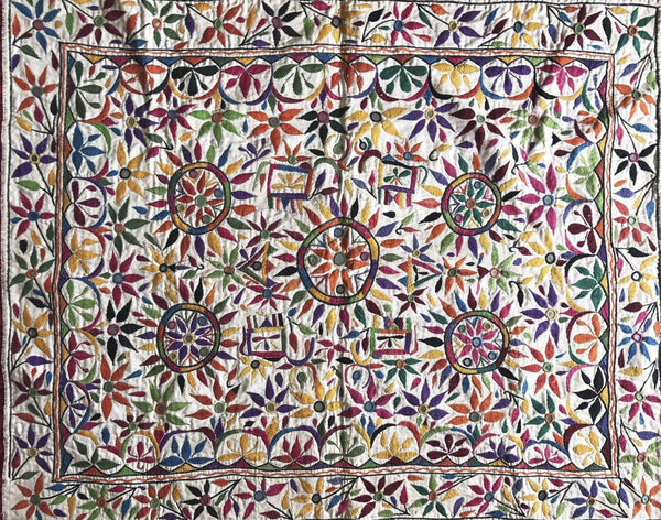 1170 Vintage Embroidery Panel from South Gujarat - WOVENSOULS Art Gallery
