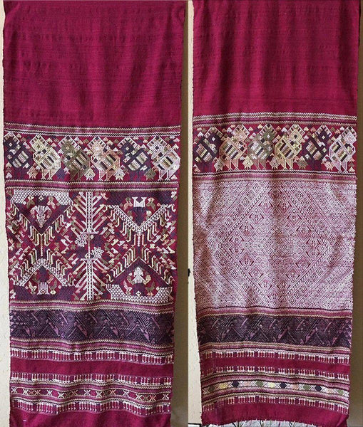 1218 Vintage Laos Silk Weaving - Stole-WOVENSOULS-Antique-Vintage-Textiles-Art-Decor