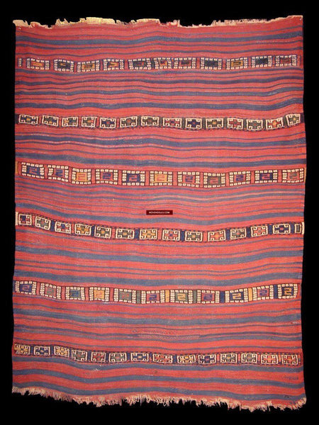 1257 Rare Antique Anatolian Yuncu Kilim with Pile Bands - Gallery-2-WOVENSOULS-Antique-Vintage-Textiles-Art-Decor