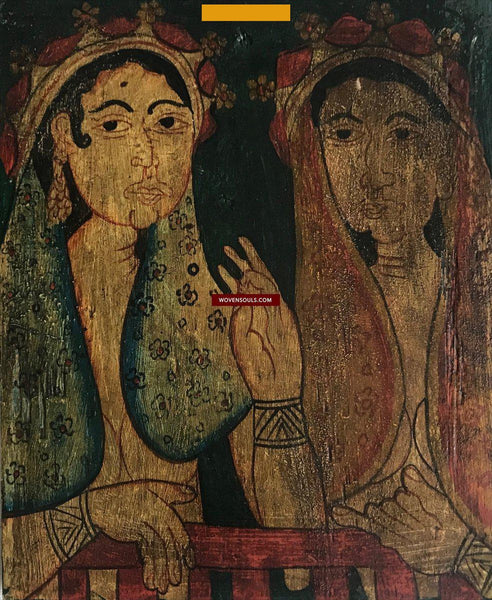 1348 Old Kandy Painting - Ceylon-WOVENSOULS-Antique-Vintage-Textiles-Art-Decor