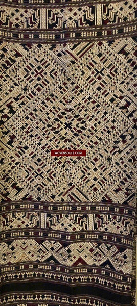 1361 Superb Laotian Silk Shawl - Weaving Textile Art from Laos-WOVENSOULS-Antique-Vintage-Textiles-Art-Decor