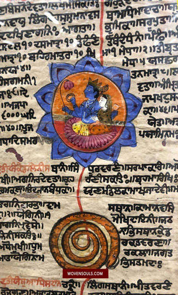 1386 Old Sikh Painted Manuscript with Gurmukhi Script & Kashmir School Painting-WOVENSOULS-Antique-Vintage-Textiles-Art-Decor