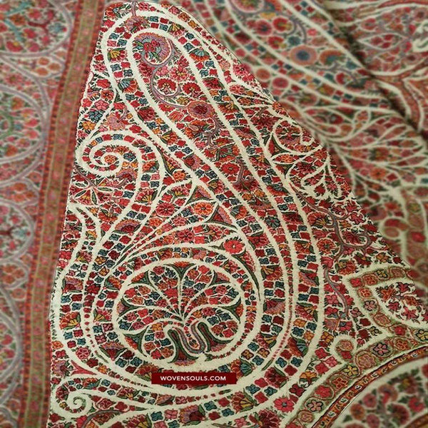 1395 Antique Kashmir Amlikar Rumal Shawl Mughal Period - Not for Sale yet-WOVENSOULS-Antique-Vintage-Textiles-Art-Decor