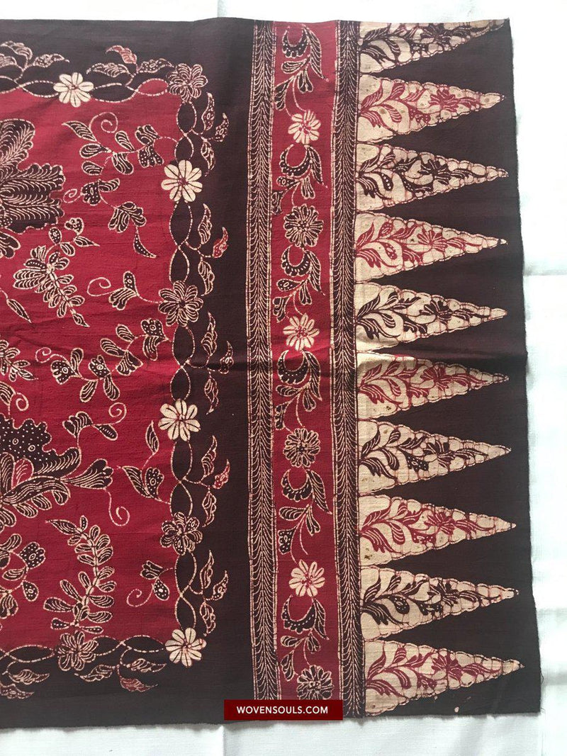 1433 Javanese Batik Tulis Stole - Hand Drawn - Textile Art - WOVENSOULS ...