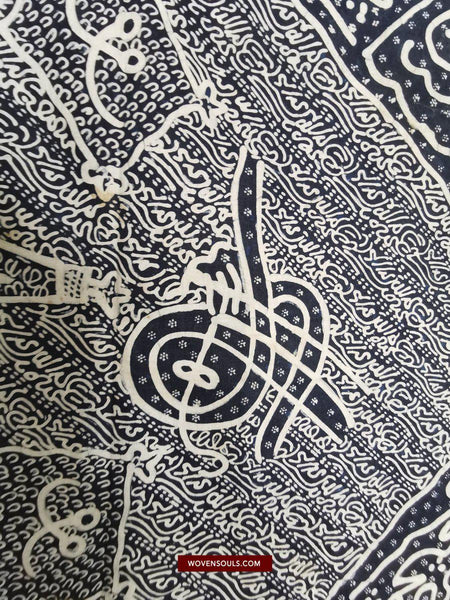 1443 Antique Calligraphy Jambi Batik Bertulis Hand Drawn Textile Kain Arab-WOVENSOULS-Antique-Vintage-Textiles-Art-Decor