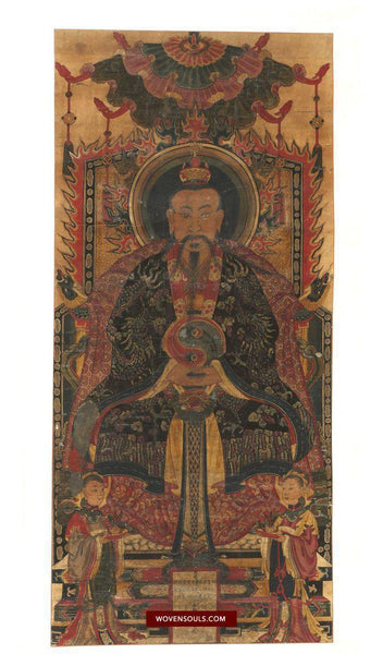 1480 Antique Ceremonial Painting Scroll-WOVENSOULS-Antique-Vintage-Textiles-Art-Decor