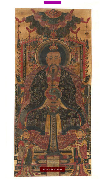 1480 Antique Ceremonial Painting Scroll-WOVENSOULS-Antique-Vintage-Textiles-Art-Decor
