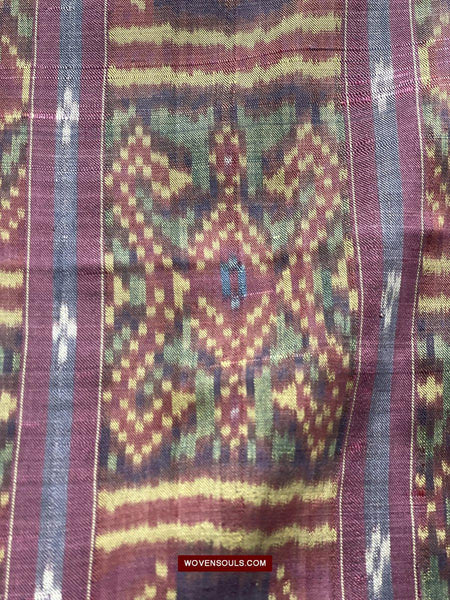 1511 Antique Cambodian Khmer Ikat Silk Sampot w Eight Motifs!-WOVENSOULS-Antique-Vintage-Textiles-Art-Decor