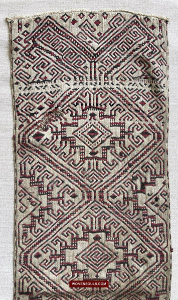 1519 Semi-Antique Three Colored Pua Pilih Dayak Weaving Borneo-WOVENSOULS-Antique-Vintage-Textiles-Art-Decor