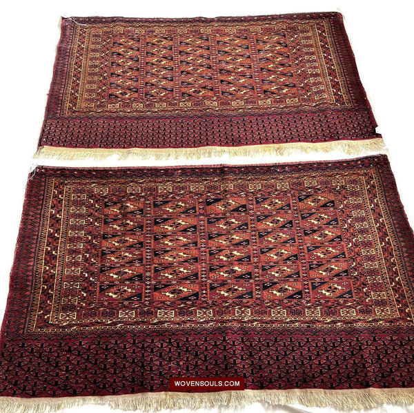 1574 Pair Antique Turkmen Tekke Chuval Juval-WOVENSOULS-Antique-Vintage-Textiles-Art-Decor