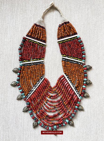 1623 SOLD Antique Naga Tribal Bead Necklace-WOVENSOULS Antique Textiles & Art Gallery