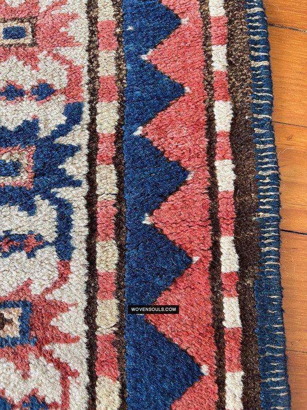 1672 Antique Chelaberd Eagle Kazak Rug with Human - WOVENSOULS