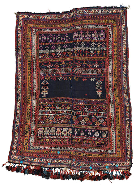 1678 Antique Afshar Soumac Kilim Rug-WOVENSOULS Antique Textiles & Art Gallery