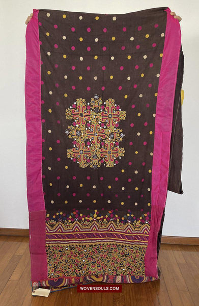 181 Vintage Embroidery Wedding Sari from Kutch Patel Community-WOVENSOULS-Antique-Vintage-Textiles-Art-Decor